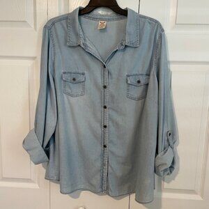 Faded Glory Long Sleeve Button Down Lightweight Shirt 4X